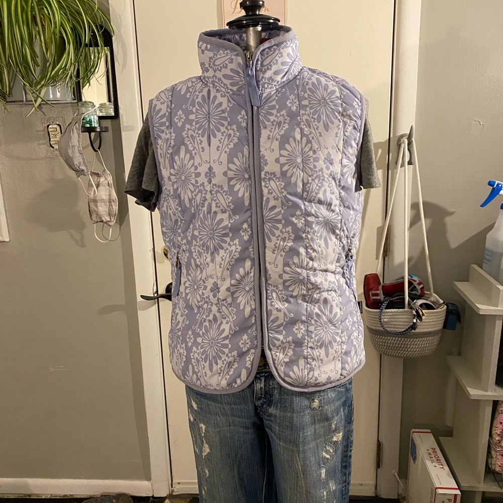Patagonia, periwinkle blue down vest. Reduced to 50% for this weekend